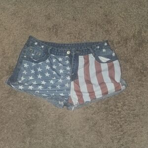 Denim American Flag Women Shorts